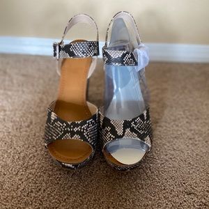 Fergie snake print wedges